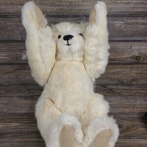 17" Vintage White Rabbit Fur Plush Teddy Bear W/Rotating Head, Arms and Legs
